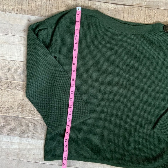 Anthropologie Green Cashmere Blend Sweater with Button Detail - Picture 7 of 10
